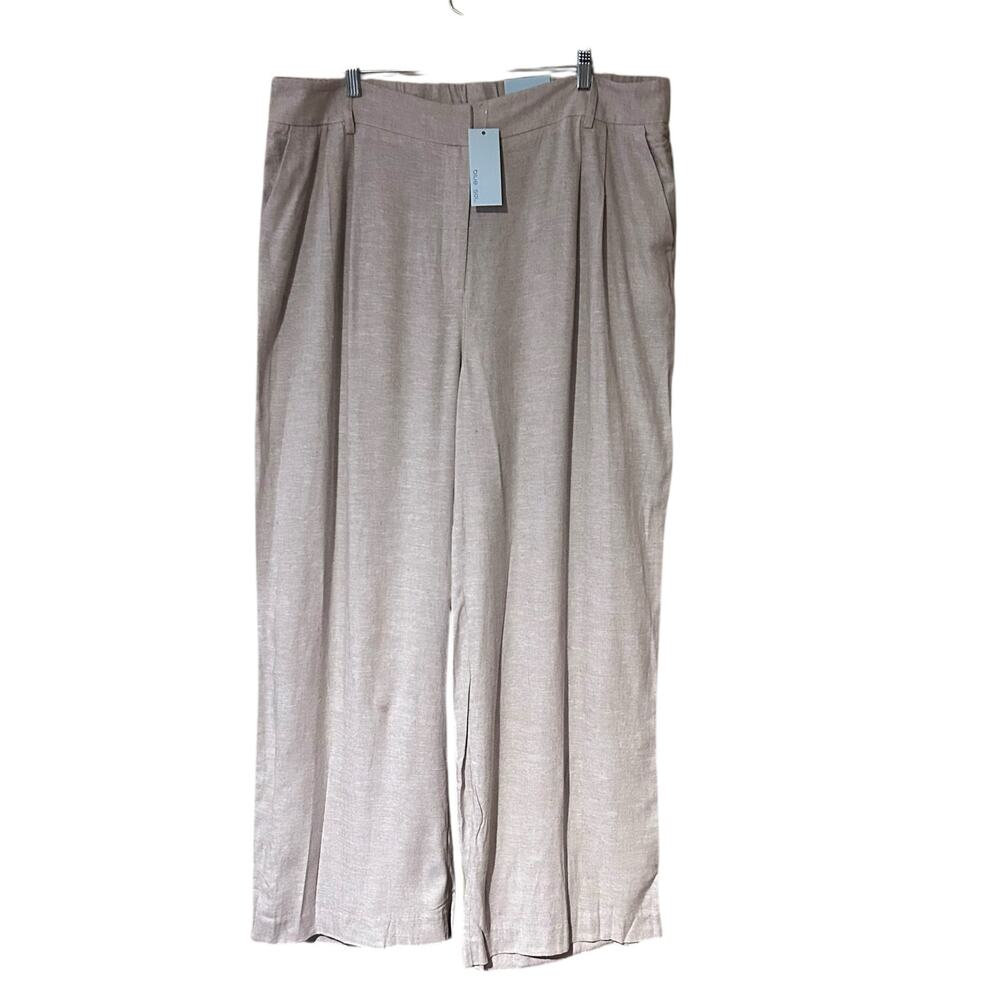 Blue Sol 1X Linen/Rayon Pants NWT Minimalist Beach Wide Leg Beige Boho Chic